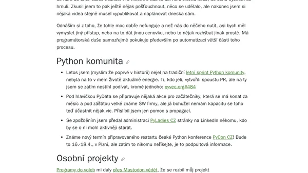 Týdenní poznámky: Odpočívání a nové starty