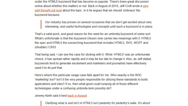 HTML5 As a Buzzword