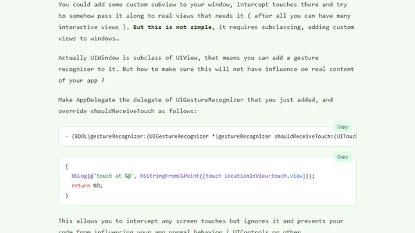 How to check if user touched anything in your ios app