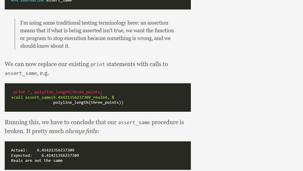 Fortran - Testing - Improving temporary test programs