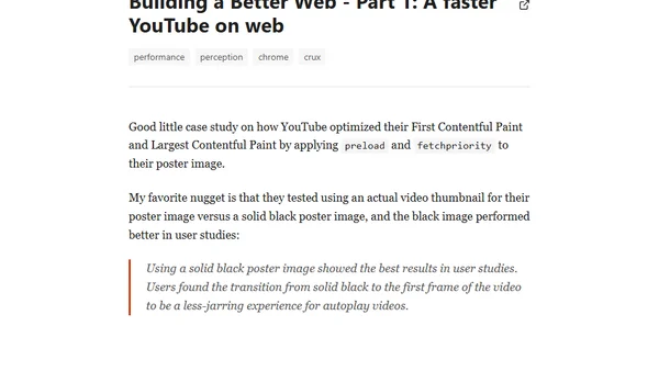 Building a Better Web - Part 1: A faster YouTube on web