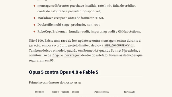 LLM Benchmark: Opus 5 é bom?