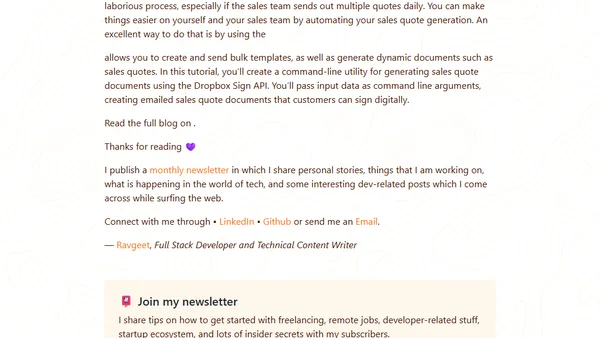 Generating dynamic sales quotes with Dropbox Sign