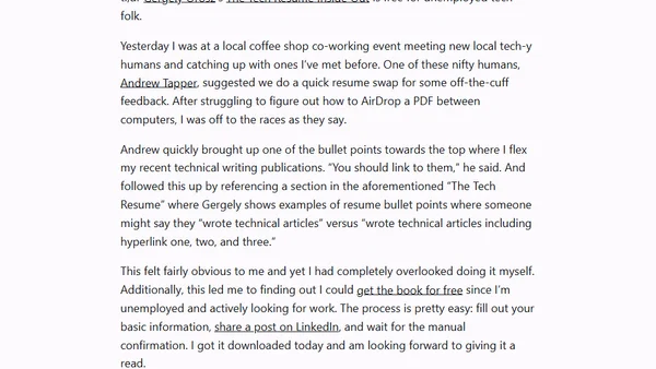 TIL “The Tech Resume” Is Free If Jobless