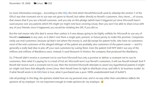 The real reason why the Novell/Microsoft deal is worse than useless….