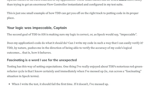 TDD for iOS in Swift – What’s the Goal?