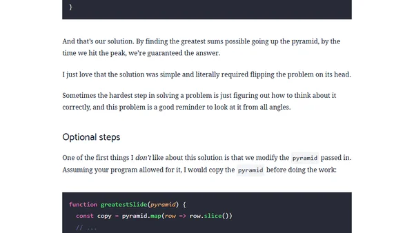 Fun Coding Exercise: Pyramid Slide Down