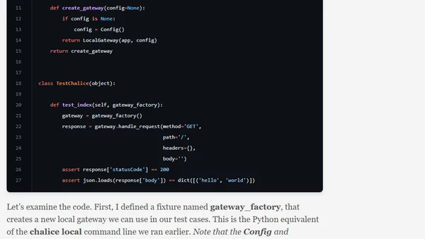 Writing unit tests for Chalice