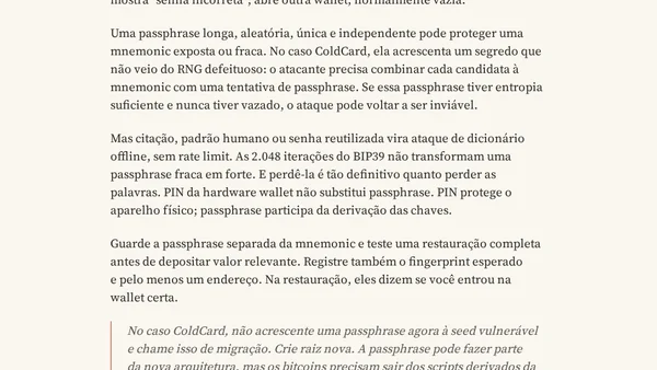 URGENTE - Se você guarda Bitcoins em ColdCard: MOVA TUDO