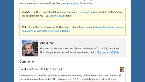 CSS character escape sequences