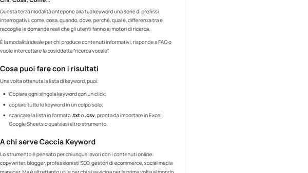 Caccia Keyword: trova gratis le parole chiave suggerite da Google, YouTube e Bing