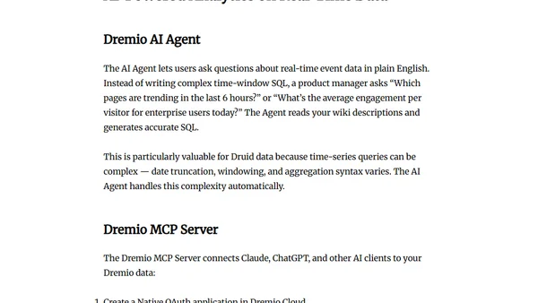 Connect Apache Druid to Dremio Cloud: Add SQL Joins, AI, and Governance to Your Real-Time Analytics