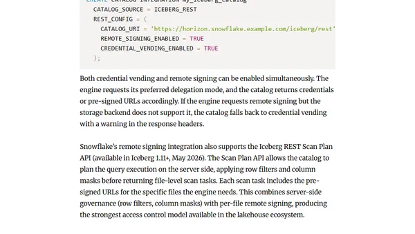Iceberg Remote Signing for Regulated Datasets