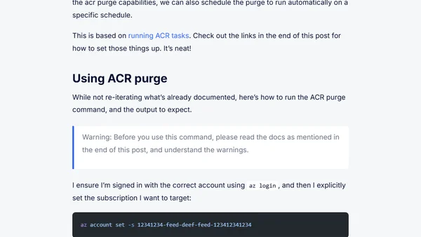 Purging container images from Azure Container Registry