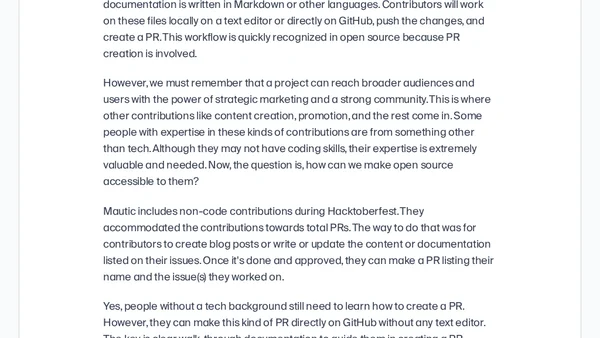 Open Source is For Everyone: First Experience in Non-Code Contribution to Mautic during Hacktoberfest 2024