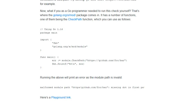 Check Go Module Path Validity