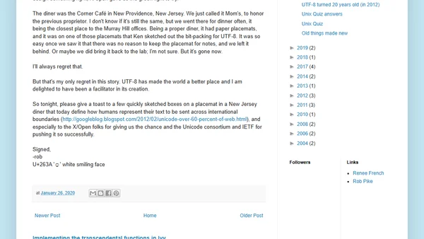 UTF-8 turned 20 years old (in 2012)