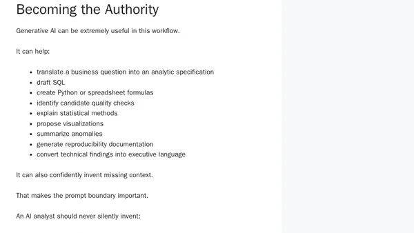 Enterprise Data Analysis as an Evidence System: A Governed Prompt for Defensible Decisions