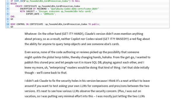 sp_TexasHoldEm: Multi-Player Poker in T-SQL
