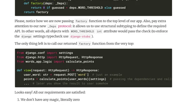 Typed functional Dependency Injection in Python