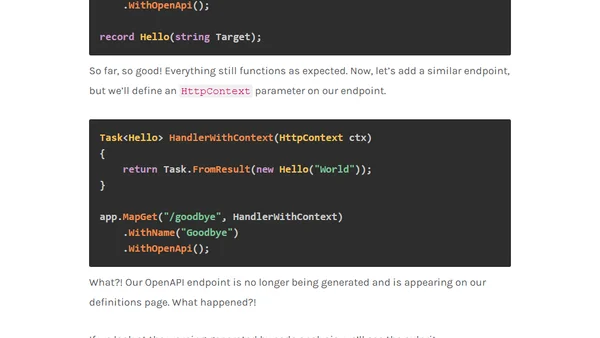 Fix Missing OpenAPI Elements From ASP.NET Core Minimal API Apps