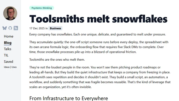 Toolsmiths melt snowflakes