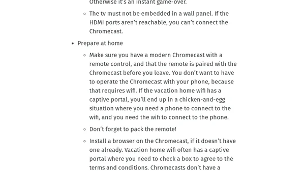 Getting a Chromecast to work in a vacation home