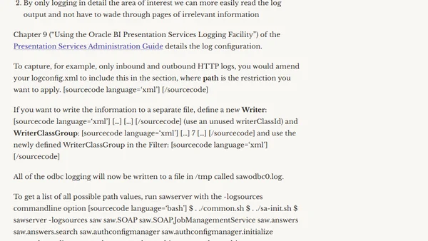 Logging specific types of sawserver activity