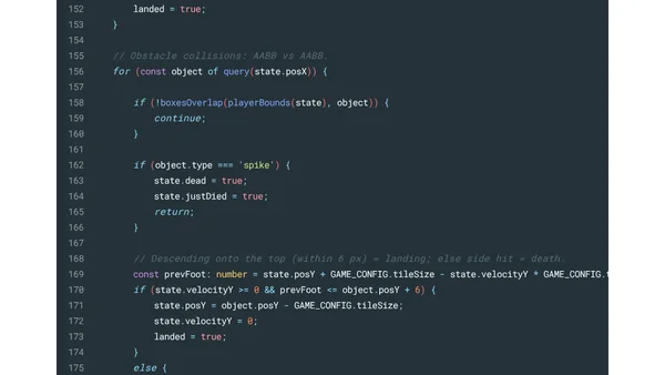 Build a HTML5 game like Geometry Dash using Phaser 4 and TypeScript, with a simple custom physics engine