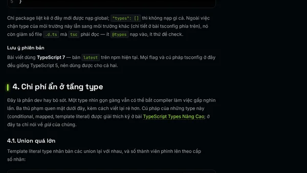 TypeScript compile chậm? Tối ưu tsc và type-level code
