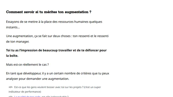 Demander une augmentation en tant que développeur