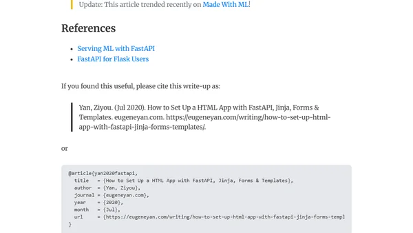 How to Set Up a HTML App with FastAPI, Jinja, Forms & Templates