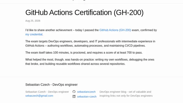 GitHub Actions Certification (GH-200)