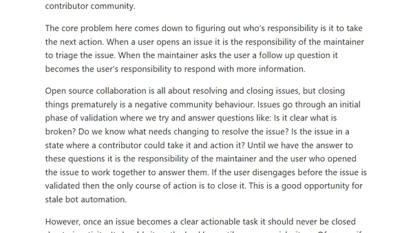 Most stale bots are anti-user and anti-contributor, but they don't have to be