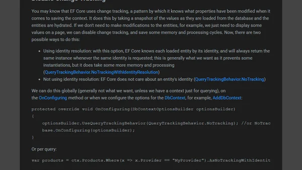 Optimising EF Core