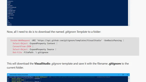 Downloading GitHub .GitIgnore templates with PowerShell