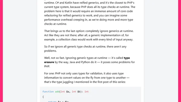 Why we can't have generics in PHP
