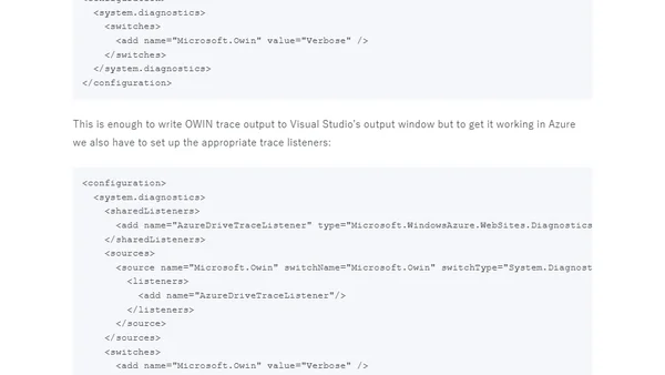How to use TraceSource with Azure Diagnostics