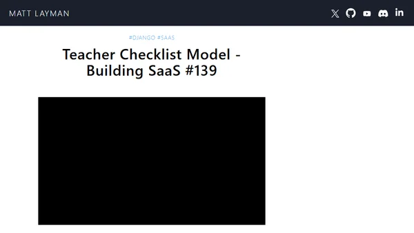 Teacher Checklist Model - Building SaaS #139