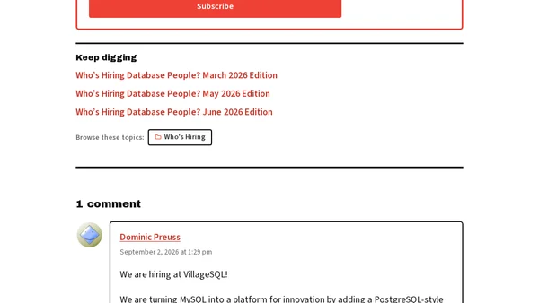 Who’s Hiring Database People? September 2026 Edition