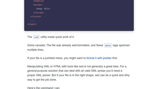 Remove XML Tag Blocks from the command line with sed