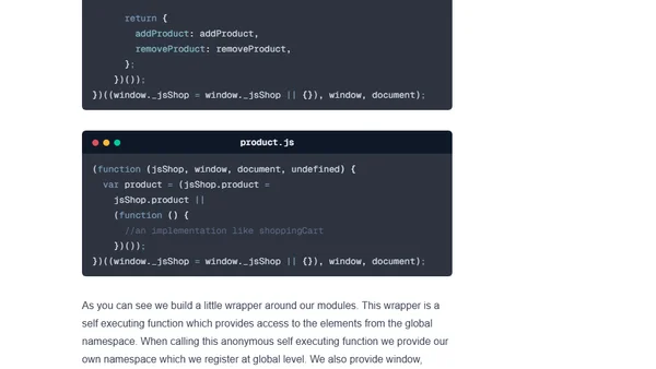 Writing modular JavaScript without polluting the global namespace