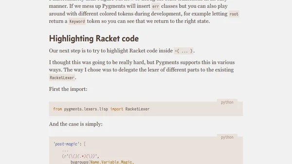Writing a Pollen lexer in Pygments