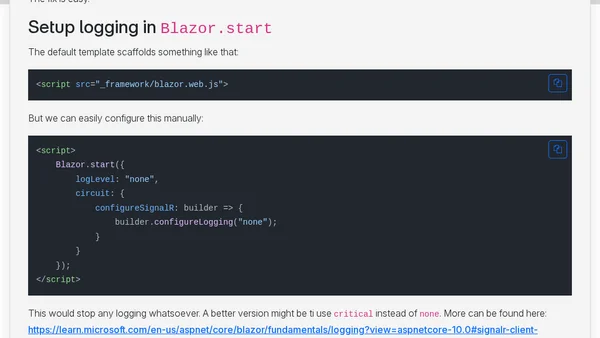 Set LogLevel of Blazor