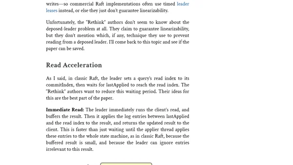 Review: Rethink the Linearizability Constraints of Raft for Distributed Systems