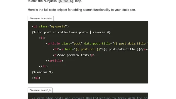 Add Search to a Static Site Using Custom Data Attributes