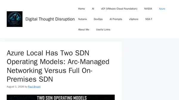 Azure Local Has Two SDN Operating Models: Arc-Managed Networking Versus Full On-Premises SDN