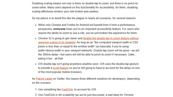 Avoiding the 300ms click delay, accessibly