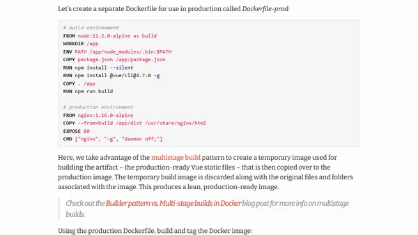 Dockerizing a Vue App