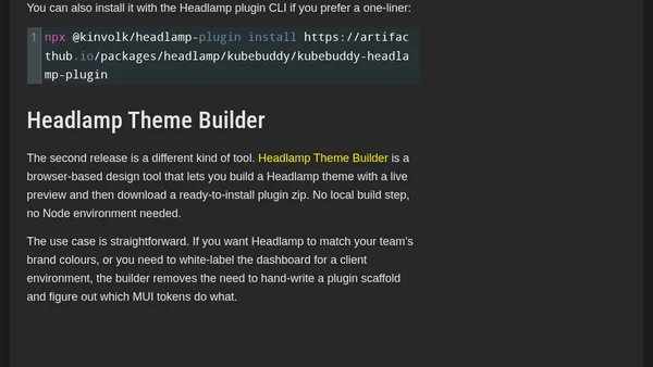 I Shipped Two Headlamp Plugins: One Checks Your Cluster, One Makes the Dashboard Look Good